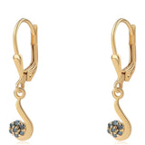 Cercei din Argint 925 Placat cu Aur ( 1.29 grame ) cu Diamant Albastru 0.11 Carate