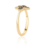 Inel din Argint 925 Placat cu Aur ( 1.74 grame ) cu Diamant Albastru 0.3 Carate