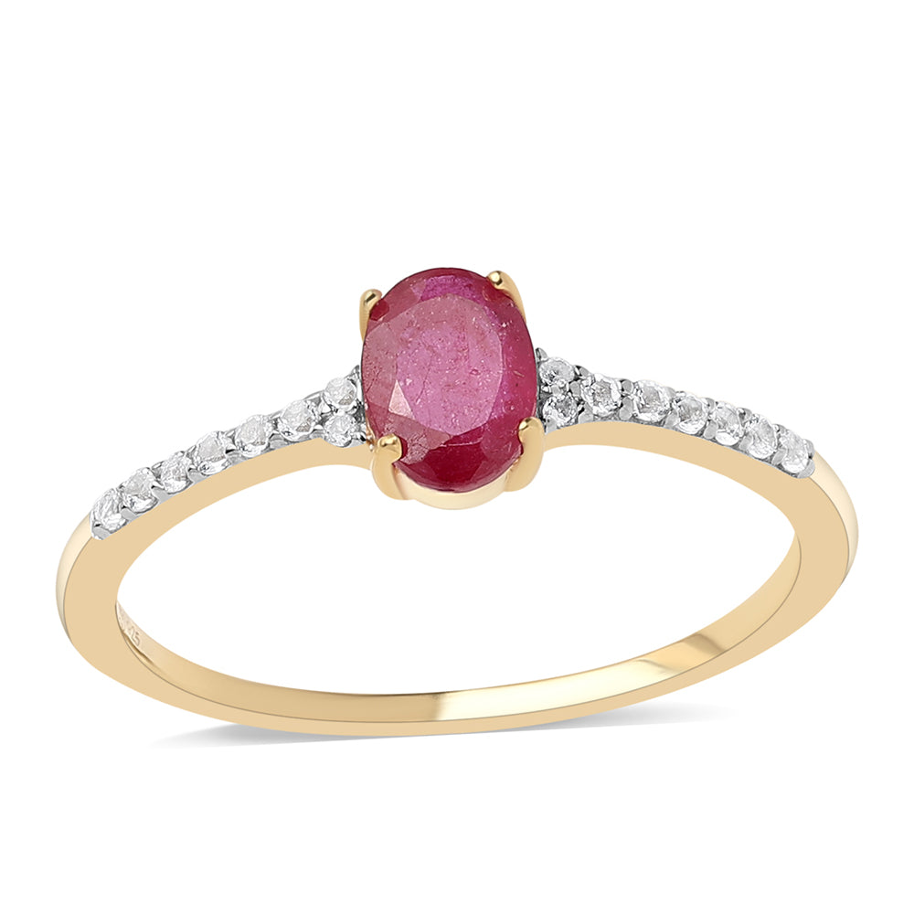 Inel din Argint 925 Placat cu Aur ( 1.53 grame ) cu Rubin Mozambic și Topaz Alb 1.28 Carate