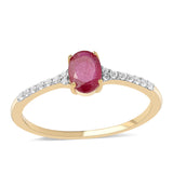 Inel din Argint 925 Placat cu Aur ( 1.53 grame ) cu Rubin Mozambic și Topaz Alb 1.28 Carate