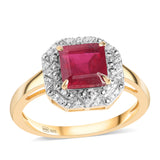Inel din Argint 925 Placat cu Aur ( 2.95 grame ) cu Rubin Mozambic și Topaz Alb 2.2 Carate