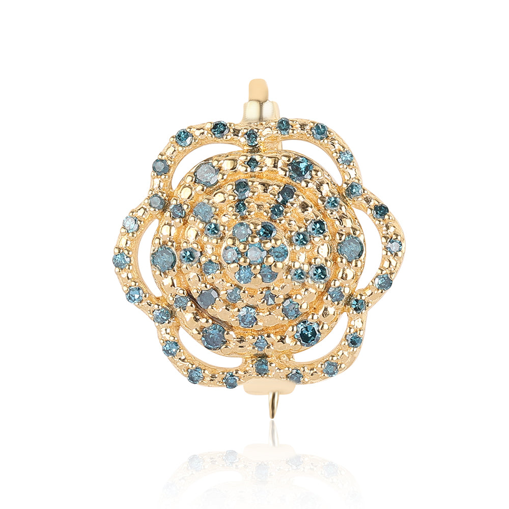 din Argint 925 Placat cu Aur ( 1.97 grame ) cu Diamant Albastru și Diamant Alb 0.37 Carate