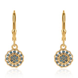 Cercei din Argint 925 Placat cu Aur ( 1.67 grame ) cu Diamant Albastru 0.28 Carate