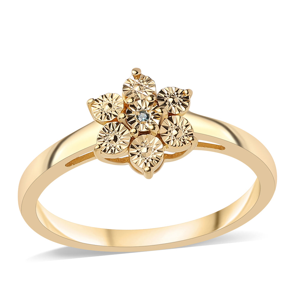 Inel din Argint 925 Placat cu Aur ( 2.48 grame ) cu Diamant Albastru 0.01 Carate