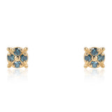 Cercei din Argint 925 Placat cu Aur ( 0.65 grame ) cu Diamant Albastru 0.06 Carate