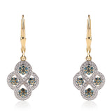 Cercei din Argint 925 Placat cu Aur ( 2.24 grame ) cu Diamant Albastru și Diamant Alb 0.48 Carate