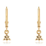 Cercei din Argint 925 Placat cu Aur ( 1.12 grame ) cu Diamant Albastru și Diamant Alb 0.14 Carate