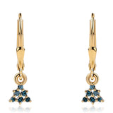 Cercei din Argint 925 Placat cu Aur ( 1.12 grame ) cu Diamant Albastru și Diamant Alb 0.14 Carate