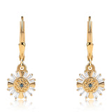 Cercei din Argint 925 Placat cu Aur ( 1.82 grame ) cu Diamant Albastru și Topaz Alb 0.18 Carate