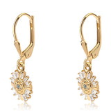 Cercei din Argint 925 Placat cu Aur ( 1.82 grame ) cu Diamant Albastru și Topaz Alb 0.18 Carate