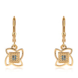 Cercei din Argint 925 Placat cu Aur ( 2.45 grame ) cu Diamant Albastru 0.04 Carate
