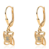 Cercei din Argint 925 Placat cu Aur ( 2.45 grame ) cu Diamant Albastru 0.04 Carate