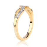 Inel din Argint 925 Placat cu Aur ( 2.46 grame ) cu Diamant Albastru și Topaz Alb 0.01 Carate