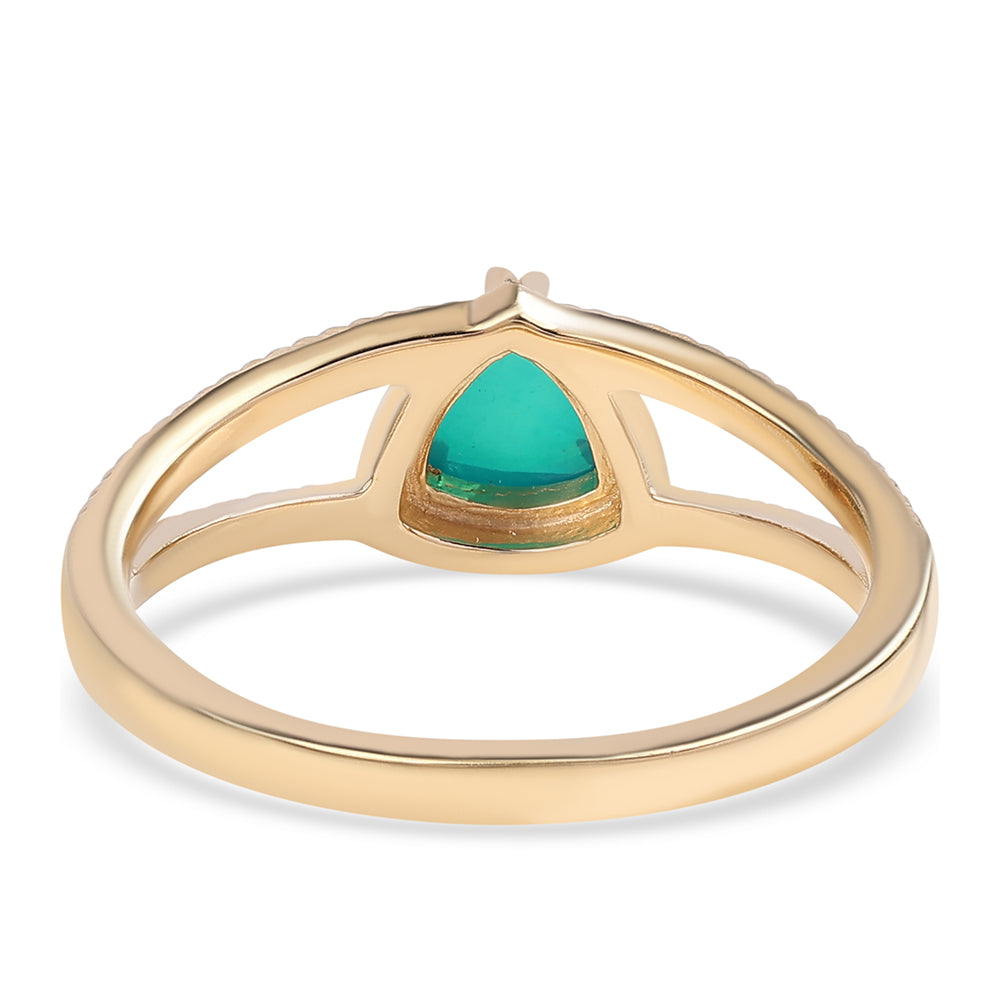 Inel din Argint 925 Placat cu Aur ( 2.68 grame ) cu Opal Verde Etiopian Lega Dembi 0.56 Carate