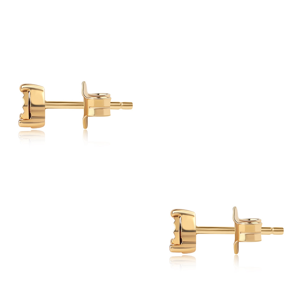 Cercei din Argint 925 Placat cu Aur ( 1 grame ) cu Diamant Albastru 0.02 Carate