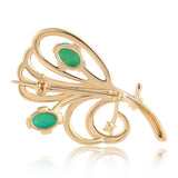 Broşă din Argint 925 Placat cu Aur ( 4.33 grame ) cu Opal Verde Etiopian Lega Dembi și Topaz Alb 1.14 Carate