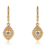 Cercei din Argint 925 Placat cu Aur ( 2.96 grame ) cu Diamant Albastru 0.04 Carate