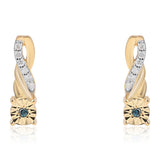 Cercei din Argint 925 Placat cu Aur ( 1.38 grame ) cu Diamant Albastru și Diamant Alb 0.08 Carate