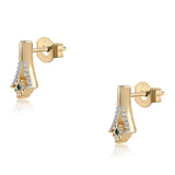 Cercei din Argint 925 Placat cu Aur ( 1.99 grame ) cu Diamant Albastru 0.02 Carate