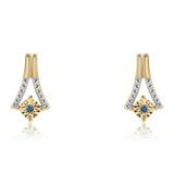 Cercei din Argint 925 Placat cu Aur ( 1.99 grame ) cu Diamant Albastru 0.02 Carate