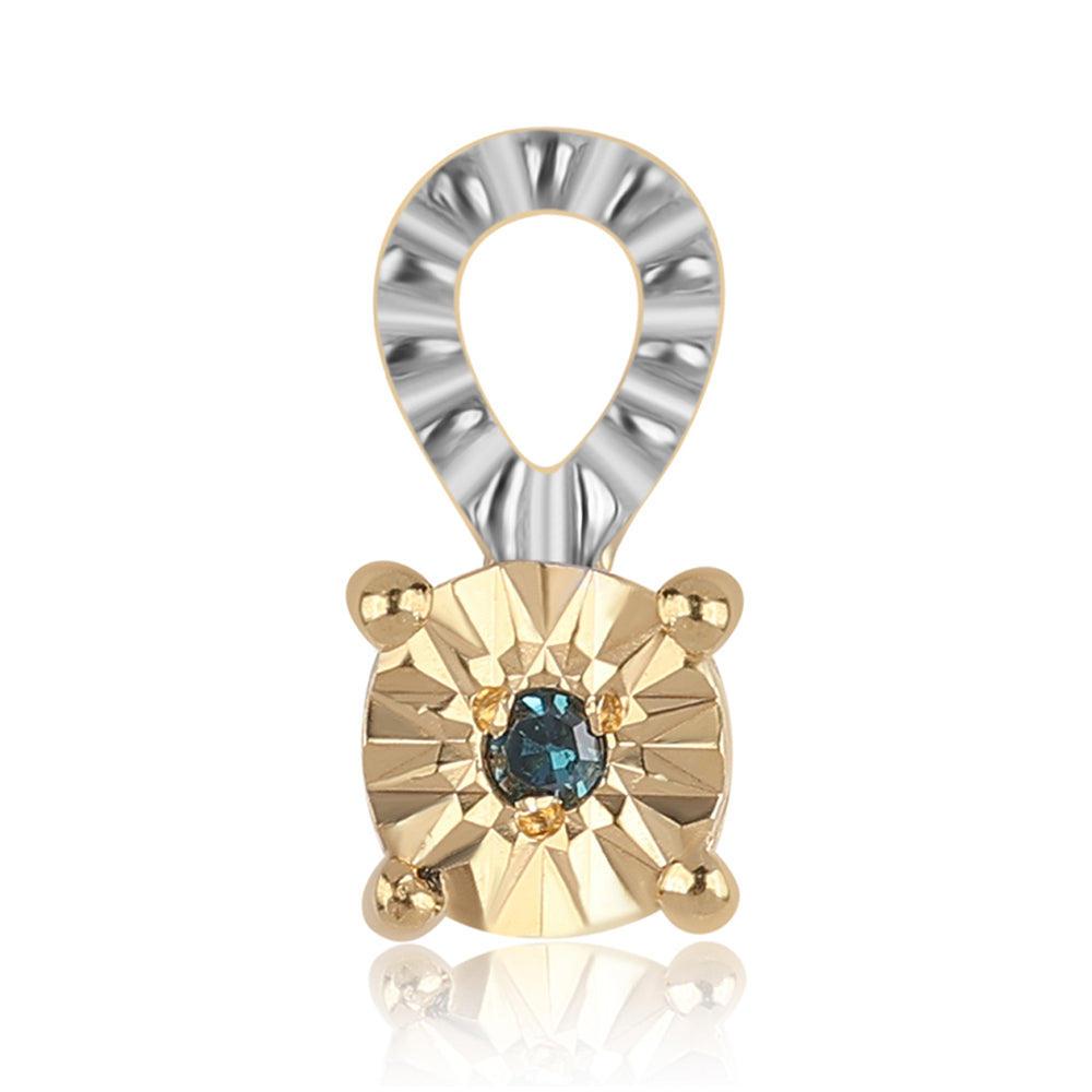 Set din Argint 925 Placat cu Aur ( 2.94 grame ) cu Diamant Albastru 0.02 Carate ( Cercei+Inel+Pandantiv )