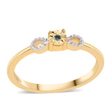 Set din Argint 925 Placat cu Aur ( 2.94 grame ) cu Diamant Albastru 0.02 Carate ( Cercei+Inel+Pandantiv )