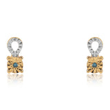 Set din Argint 925 Placat cu Aur ( 2.94 grame ) cu Diamant Albastru 0.02 Carate ( Cercei+Inel+Pandantiv )