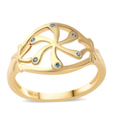 Inel din Argint 925 Placat cu Aur ( 2.6 grame ) cu Diamant Albastru 0.03 Carate