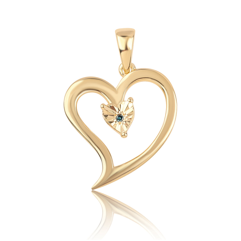 Pandantiv din Argint 925 Placat cu Aur ( 2.06 grame ) cu Diamant Albastru 0.01 Carate