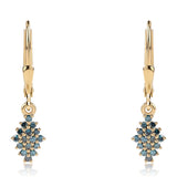 Cercei din Argint 925 Placat cu Aur ( 1.34 grame ) cu Diamant Albastru 0.37 Carate