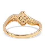 Inel din Argint 925 Placat cu Aur ( 2.16 grame ) cu Diamant Albastru și Diamant Alb 0.18 Carate