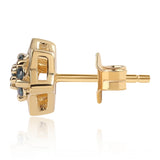 Cercei din Argint 925 Placat cu Aur ( 1.26 grame ) cu Diamant Albastru 0.14 Carate