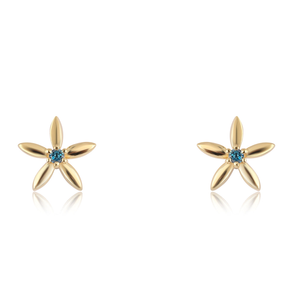 Cercei din Argint 925 Placat cu Aur ( 0.86 grame ) cu Diamant Albastru 0.03 Carate