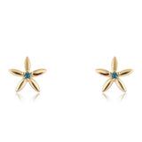 Cercei din Argint 925 Placat cu Aur ( 0.86 grame ) cu Diamant Albastru 0.03 Carate