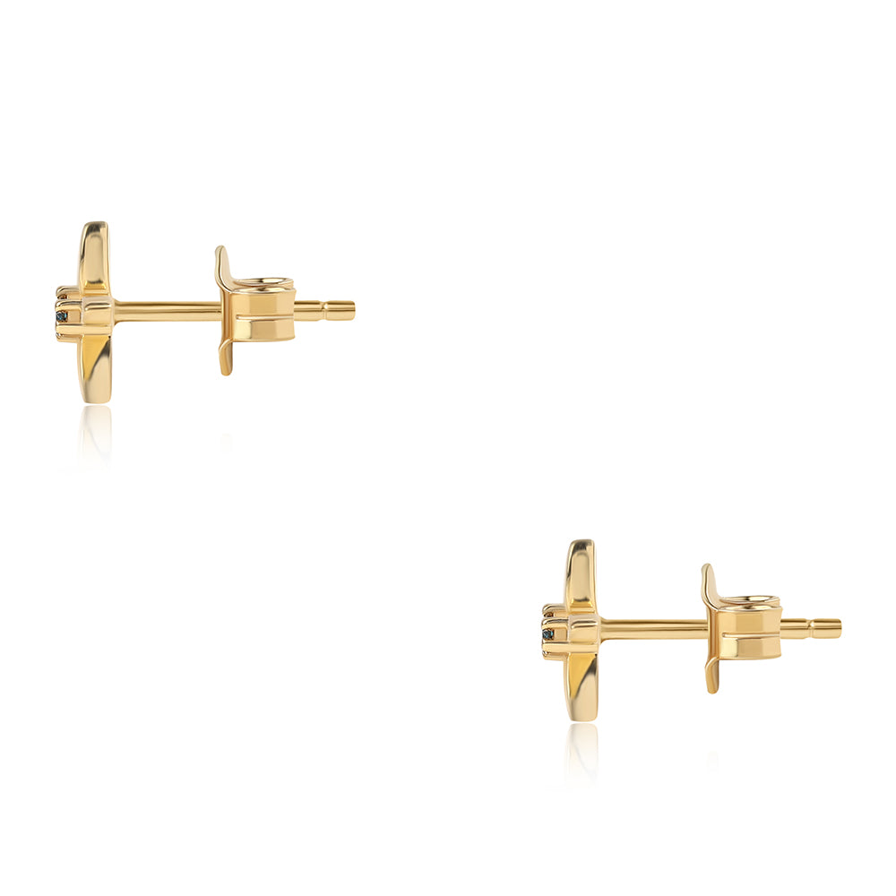 Cercei din Argint 925 Placat cu Aur ( 0.86 grame ) cu Diamant Albastru 0.03 Carate