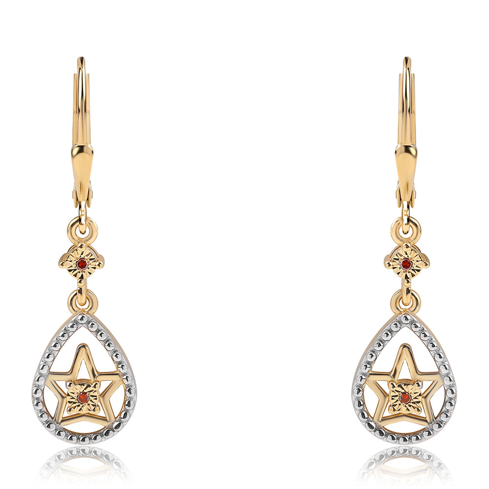 Cercei din Argint 925 Placat cu Aur ( 3.22 grame ) cu Diamant Roșu 0.03 Carate