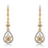 Cercei din Argint 925 Placat cu Aur ( 3.22 grame ) cu Diamant Roșu 0.03 Carate