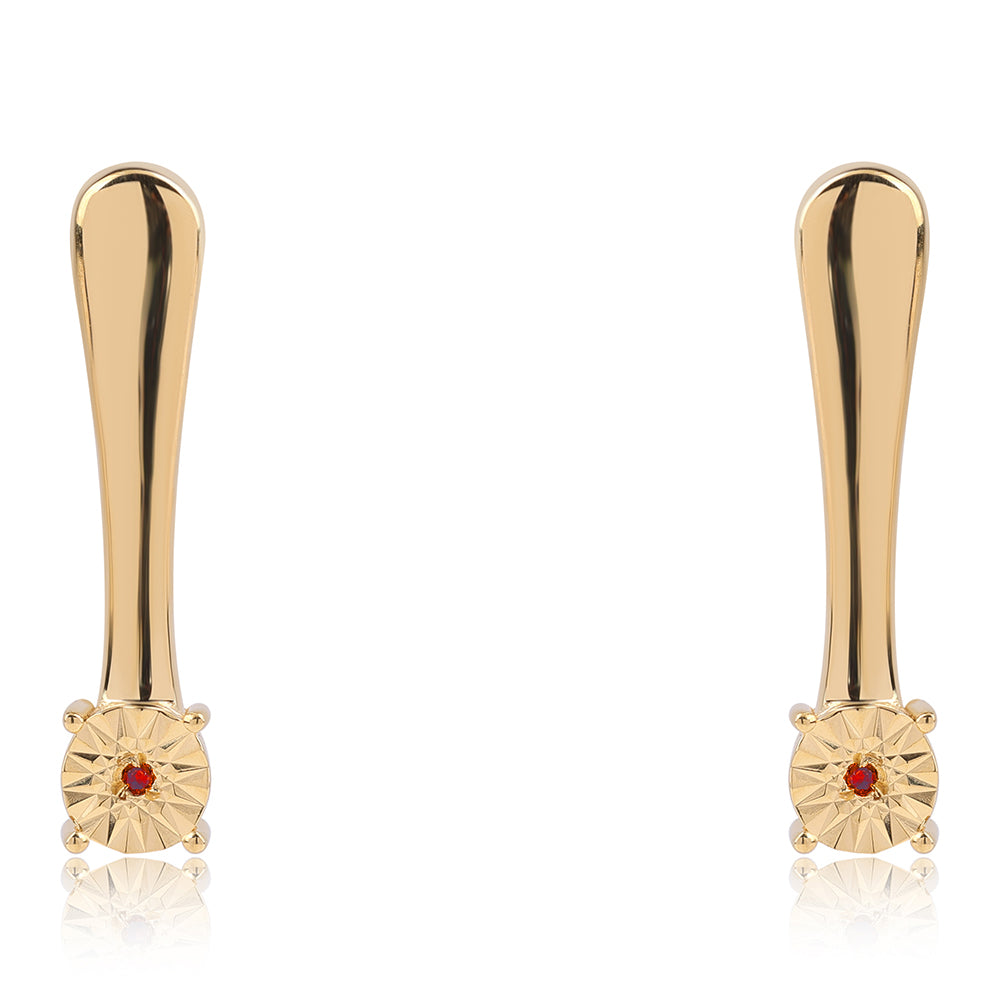 Cercei din Argint 925 Placat cu Aur ( 2.45 grame ) cu Diamant Roșu 0.01 Carate