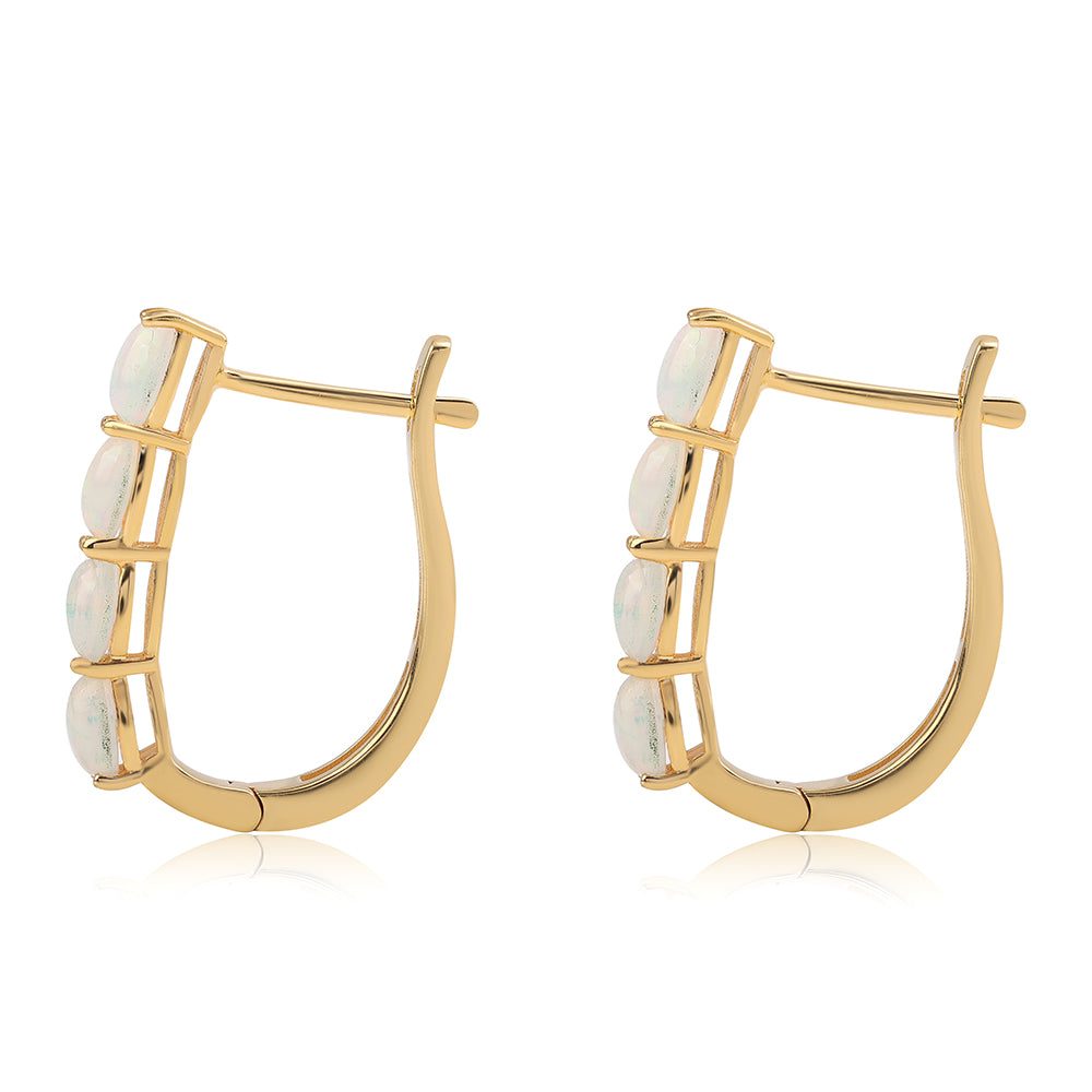 Cercei din Argint 925 Placat cu Aur ( 2.89 grame ) cu Opal Etiopian Lega Dembi 1.28 Carate