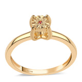 Set din Argint 925 Placat cu Aur ( 1.3 grame ) cu Diamant Roșu 0.02 Carate ( Cercei+Inel+Pandantiv )