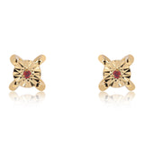 Set din Argint 925 Placat cu Aur ( 1.3 grame ) cu Diamant Roșu 0.02 Carate ( Cercei+Inel+Pandantiv )