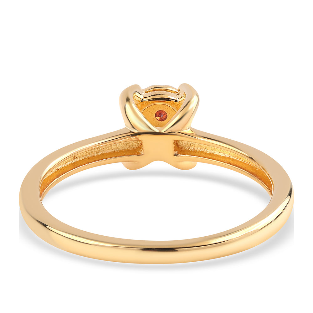 Set din Argint 925 Placat cu Aur ( 1.3 grame ) cu Diamant Roșu 0.02 Carate ( Cercei+Inel+Pandantiv )