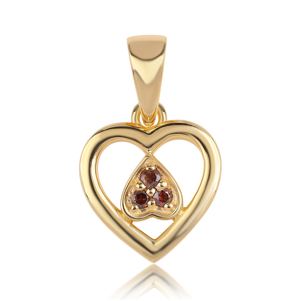 Pandantiv din Argint 925 Placat cu Aur ( 1.13 grame ) cu Diamant Roșu 0.05 Carate