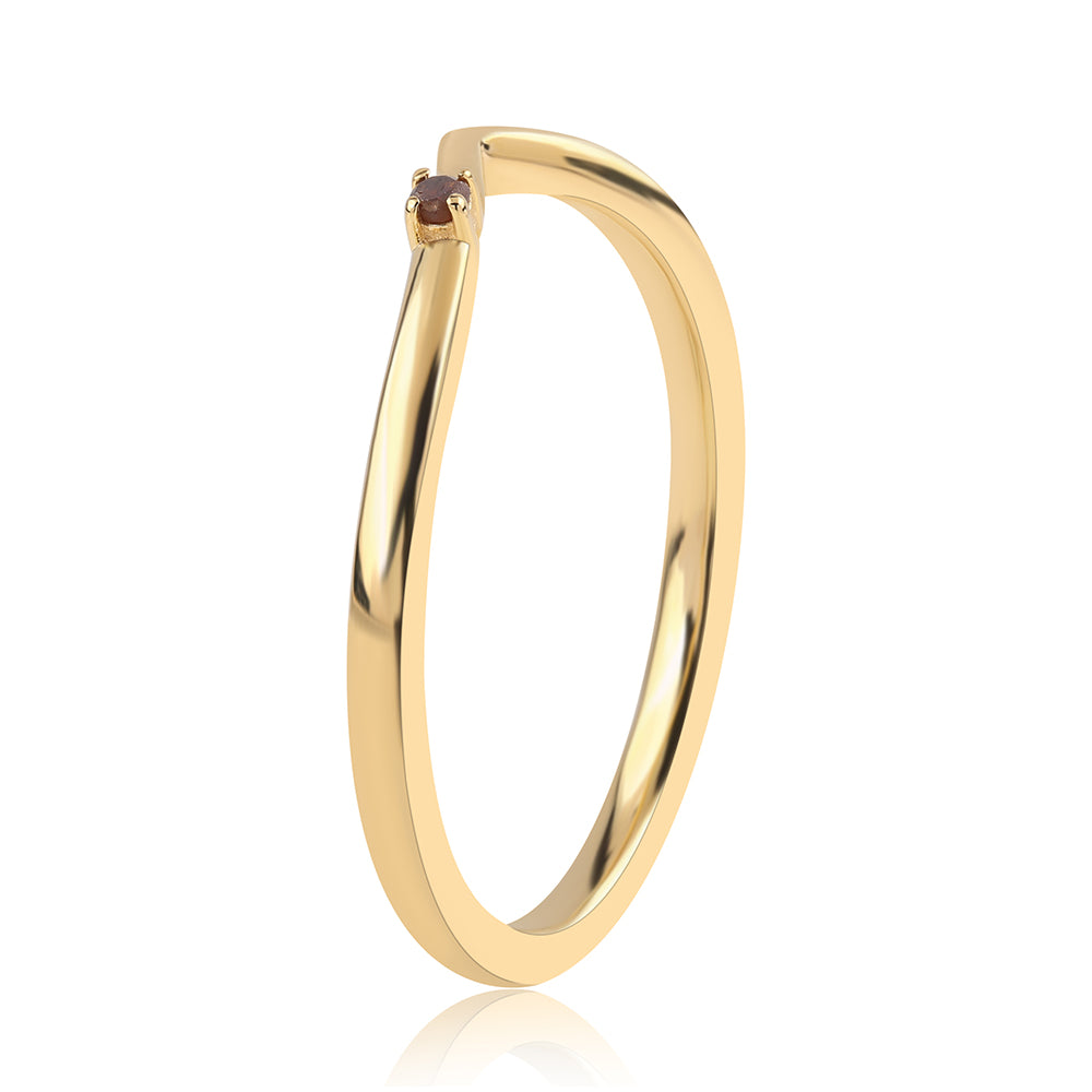 Inel din Argint 925 Placat cu Aur ( 1.44 grame ) cu Diamant Roșu 0.01 Carate