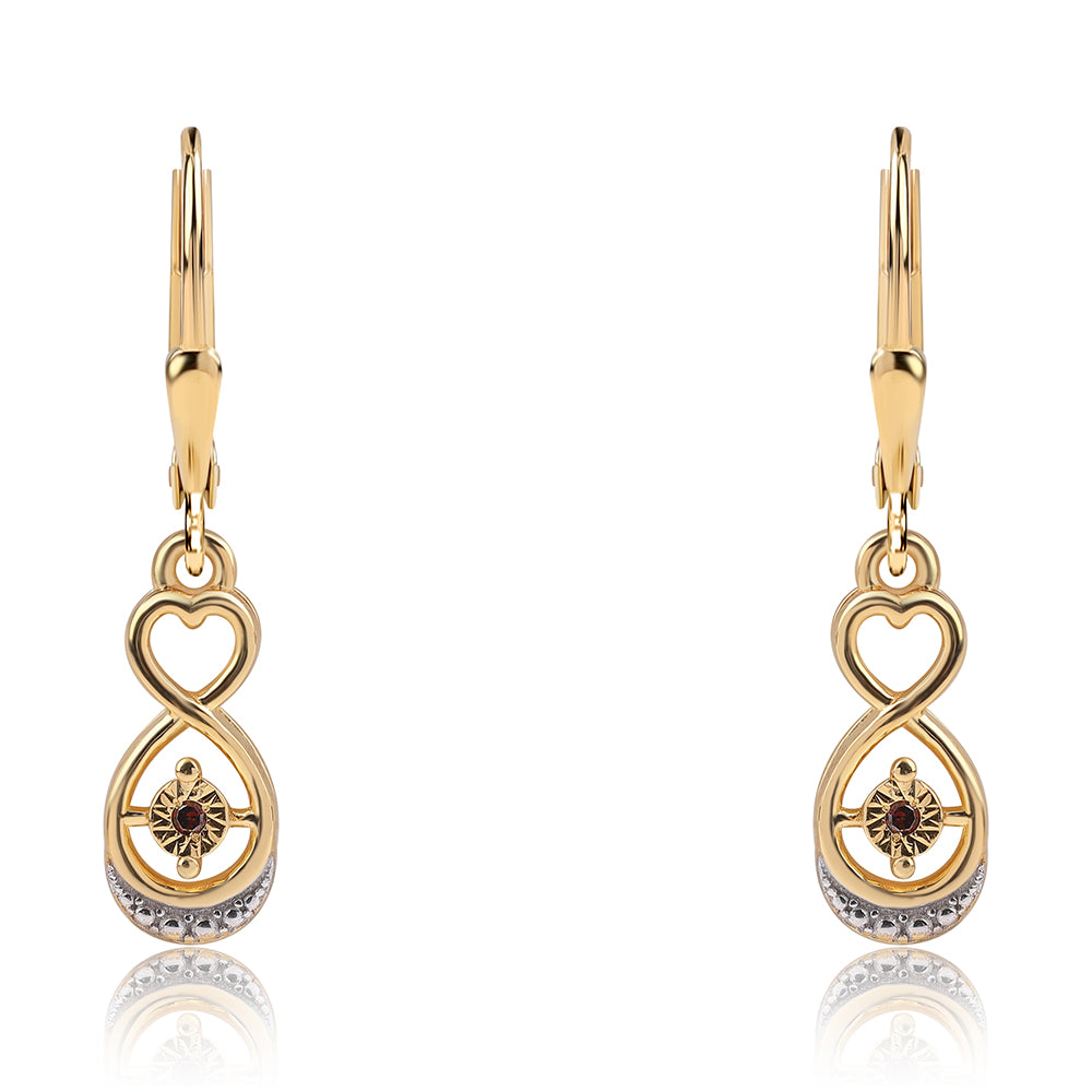 Cercei din Argint 925 Placat cu Aur ( 2.4 grame ) cu Diamant Roșu 0.02 Carate