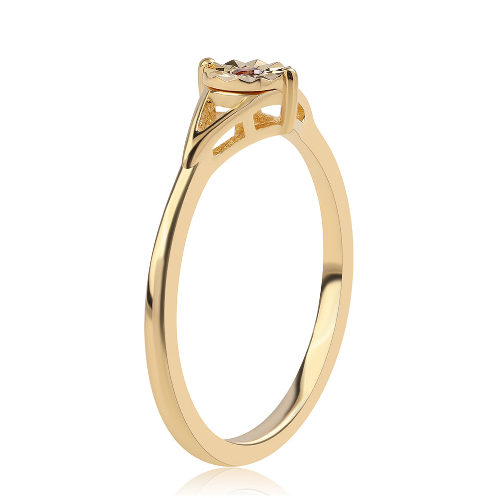 Inel din Argint 925 Placat cu Aur ( 1.59 grame ) cu Diamant Roșu 0.01 Carate