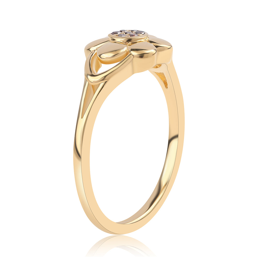 Inel din Argint 925 Placat cu Aur ( 2.08 grame ) cu Diamant Roșu 0.04 Carate