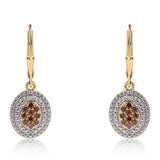 Cercei din Argint 925 Placat cu Aur ( 2.48 grame ) cu Diamant Roșu și Diamant Alb 0.34 Carate