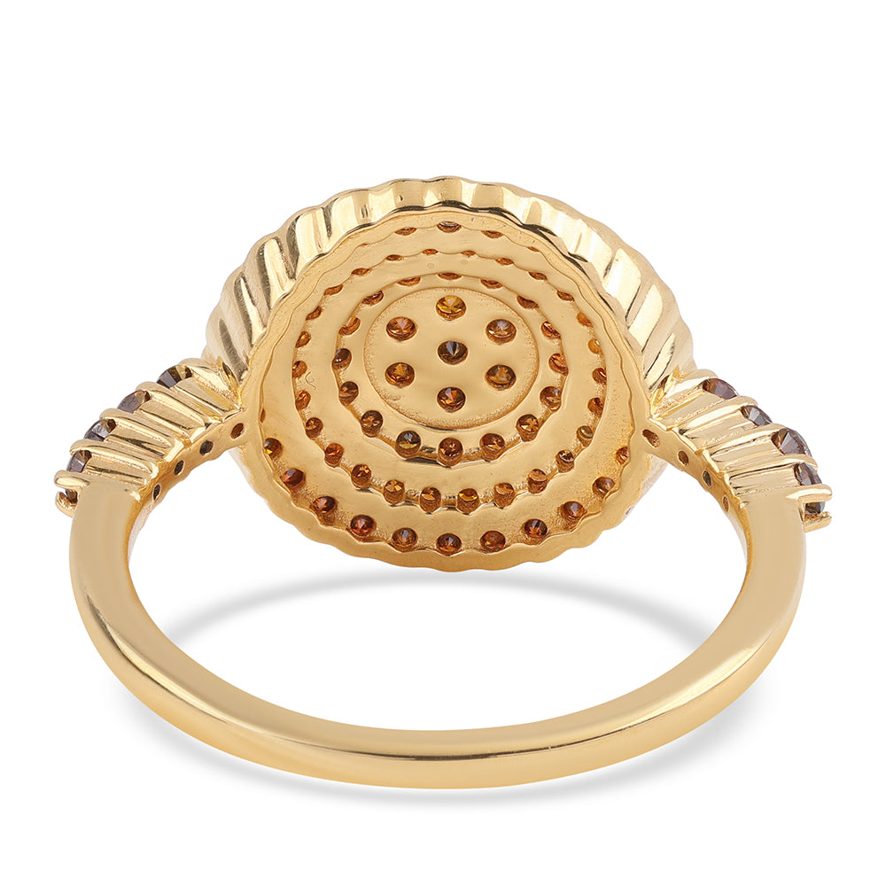 Inel din Argint 925 Placat cu Aur ( 2.46 grame ) cu Diamant Roșu 0.7 Carate