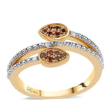 Inel din Argint 925 Placat cu Aur ( 3.04 grame ) cu Diamant Roșu și Diamant Alb 0.16 Carate